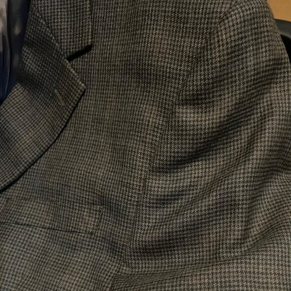 Ralph Lauren Wool Sport Coat Blazer Jacket Houndstooth 46R Dark Gray Black - Picture 2 of 12